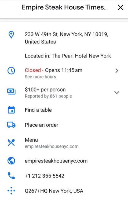google business profile information