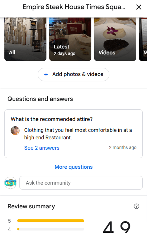 google business profile question and answer