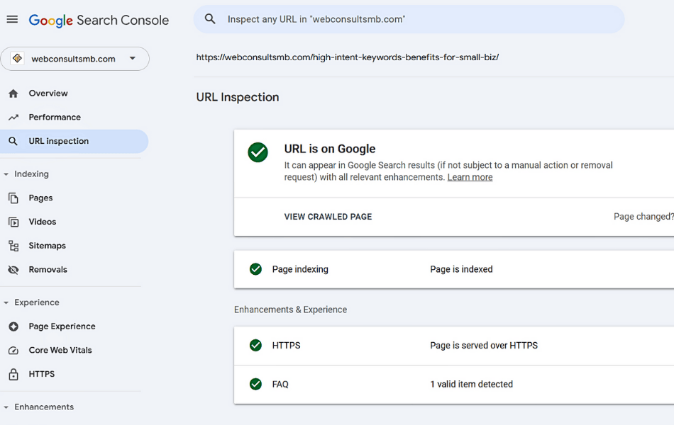 use google search console for url indexing